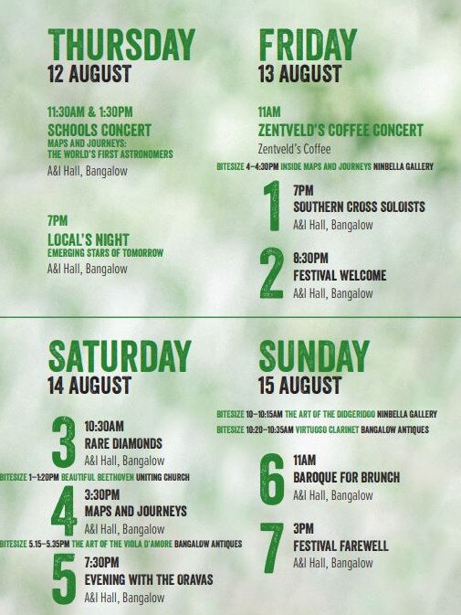 Bangalow Music Festival program 2021.