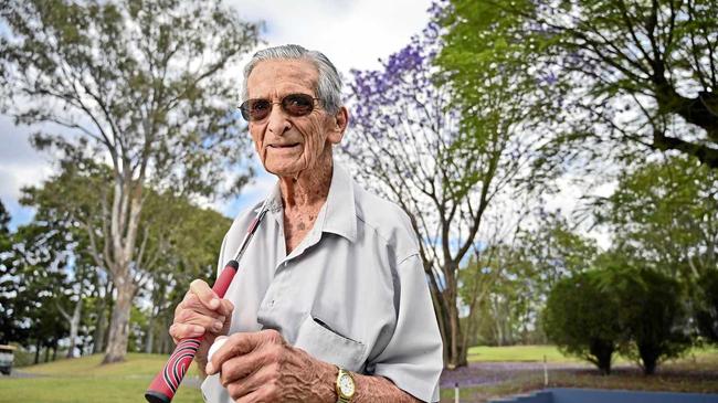 HITTING 100: Gailes Golf Club celebrate esteemed honorary annual member Ted Bousen, who turned 100 last month and still makes it to golf every Wednesday morning. Picture: Cordell Richardson