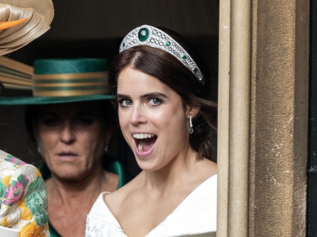 Has Princess Eugenie’s big day been overshadowed by Harry and Meghan’s baby news? Picture: AP