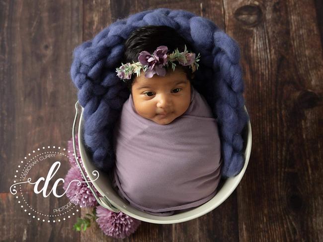Nevara Katelyn Waduthanthre’s first photoshoot. Picture: Debora Curry