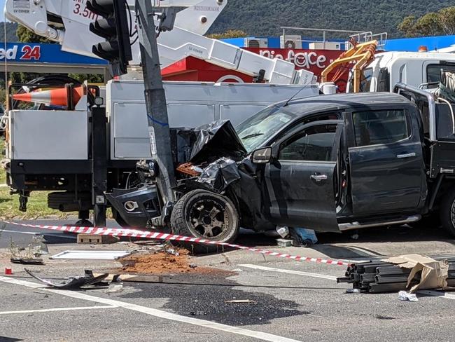 Kilsyth crash at corner of Canterbury and Liverpool roads. Picture: Kiel Egging