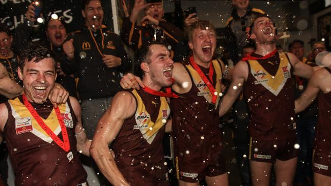 EFNL: Boronia celebrates its 2023 Division 2 premiership. Picture: Davis Harrigan