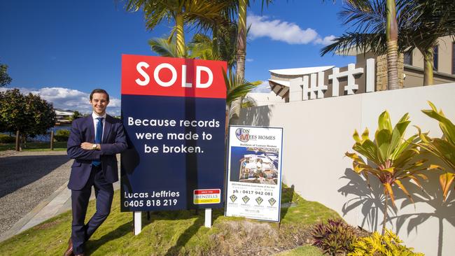 A luxury six-bedroom waterfront home at Pelican Waters has been sold to a Sydney buyer, smashing the $3 million barrier to set a new suburb record.