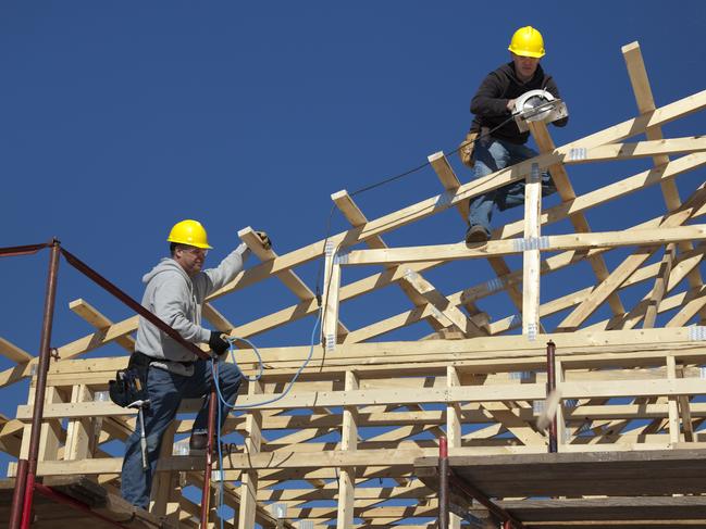 Construction Men Framing New Building