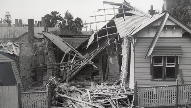 The Milne house after it was bombed in 1936.