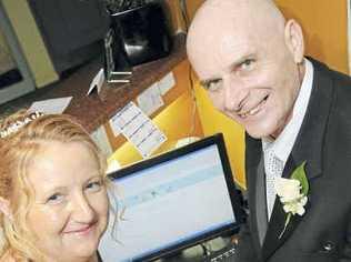 Maria Padar and Klaus War met online in 2001 and finally tied the knot in Bundaberg on Saturday. Picture: Darryn Smith