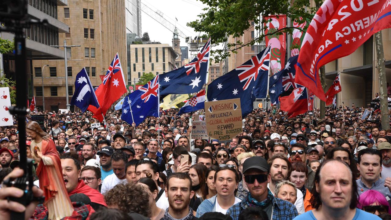 NSW Police thanked demonstrators for remaining peaceful. Picture: NCA NewsWire / Flavio Brancaleone