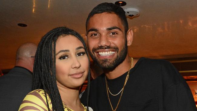 Kaali G and Tarryn Thomas celebrate NYE at Nineteen at The Star Gold Coast. Pic: (c) Regina King