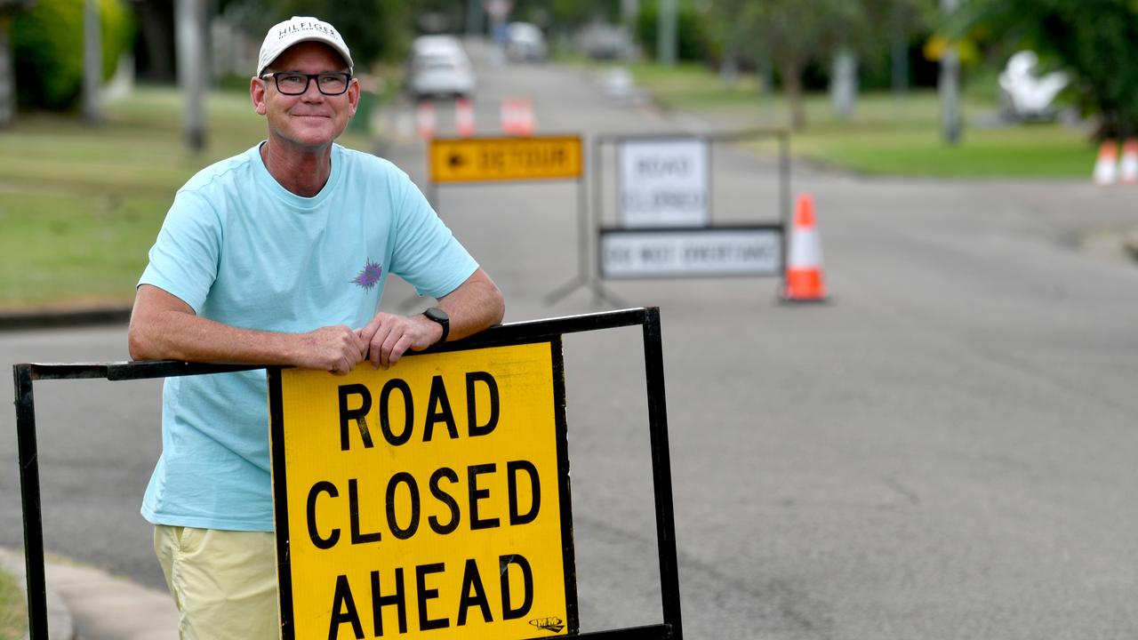 Several sink holes developed in several streets in Aitkenvale. Resident Jason Carr in Rogers St. Picture: Evan Morgan