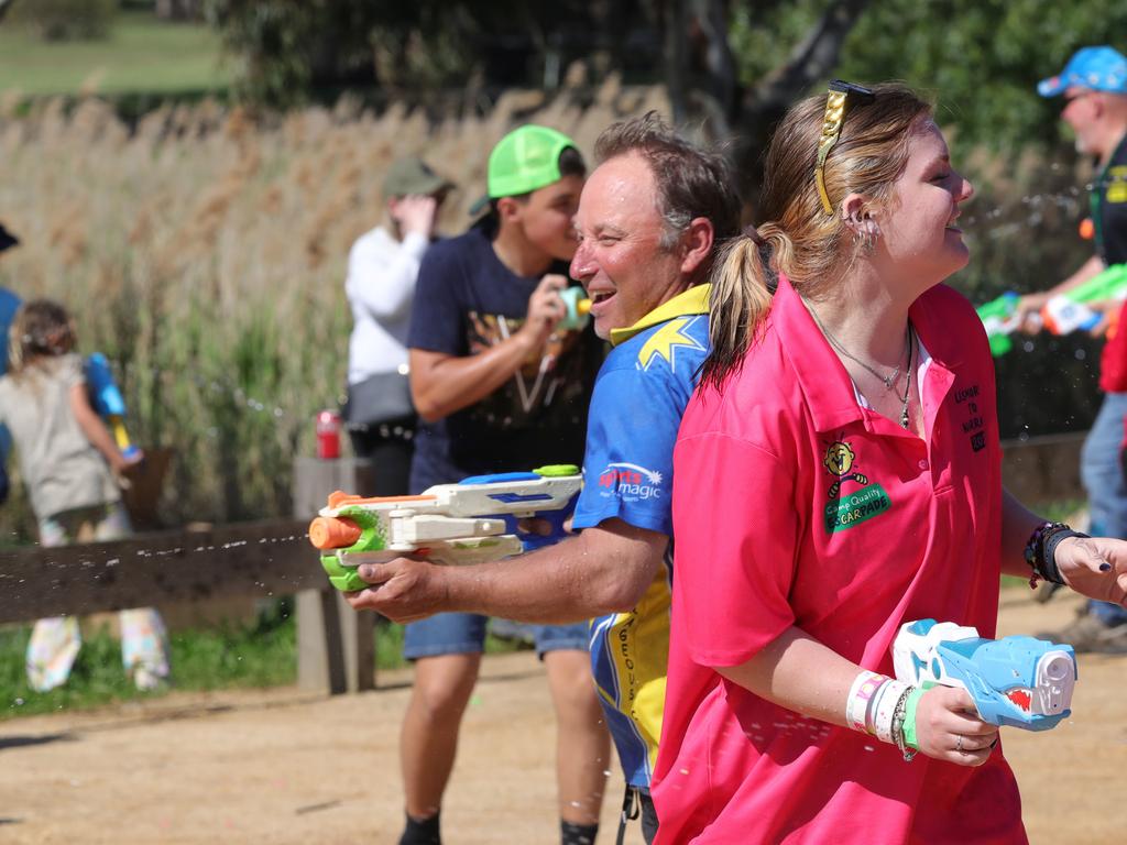 Water pistol fun to finish the event. Picture: Mark Wilson