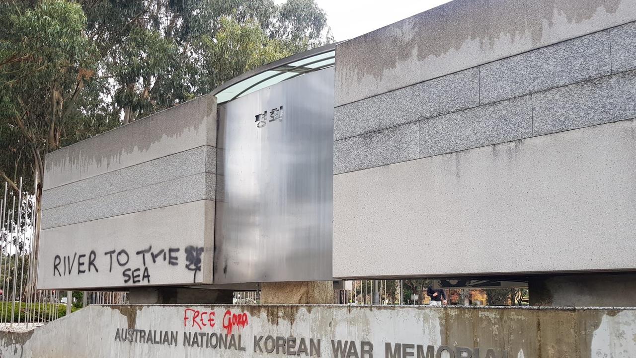 The Australian National Korean War memorial was targeted. Picture: Supplied/ABC