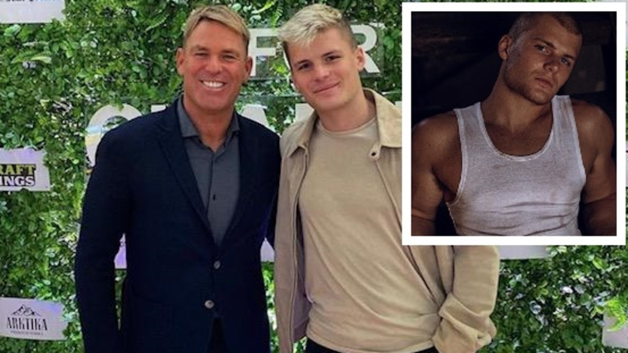 Shane Warne and son Jackson. Inset: Jake O'Donnell Photography, Instagram.