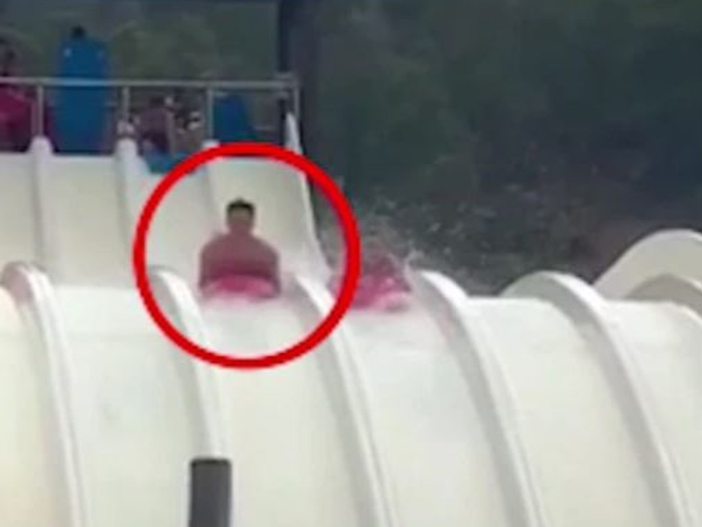 David was injured as he plunged headfirst down the slide.