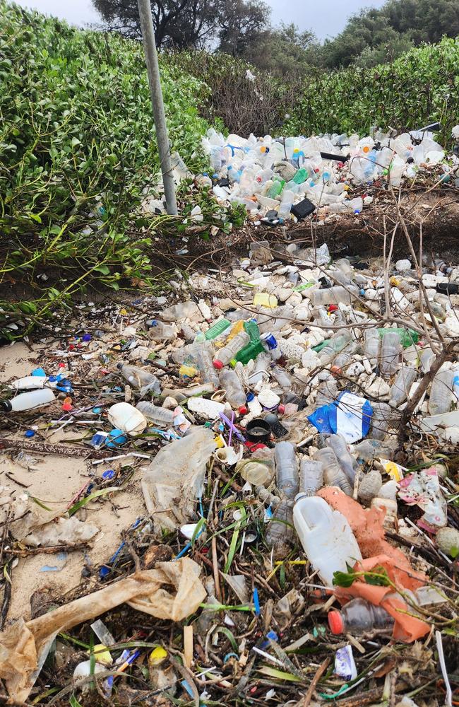 Locals across multiple Sydney suburbs have been met with confronting scenes, after mega storms flooded waterways with tonnes of rubbish waste. Picture: Facebook / Viv Polyblank