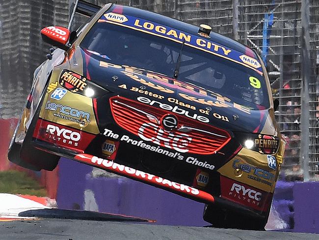 Erebus Motorsport V8 Trust driver David Reynolds drives during a practice session during the 2018 Virgin Australia Supercars Championship round at the Vodafone Gold Coast 600 on the Surfers Paradise street circuit on the Gold Coast, Friday, October 19, 2018. (AAP Image/Dave Hunt) NO ARCHIVING, EDITORIAL USE ONLY