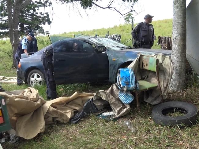 Police, with the help of the dog squad, searched the Mooball property. Picture: NSW Police