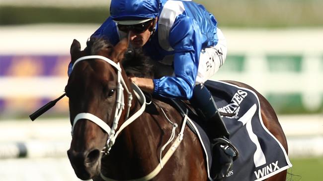 Hugh Bowman riding Winx wins race 7 the Longines Queen Elizabeth Stakes during The Championships Day 2 at Royal Randwick Racecourse. Picture: Mark Metcalfe/Getty Images.