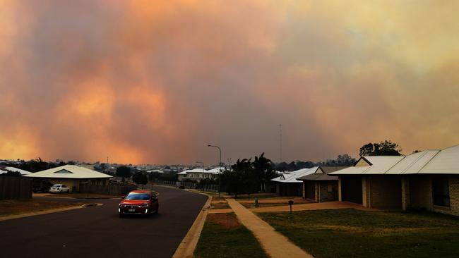 The raging cloud of smoke from the fires around Rockhampton on Wednesday.