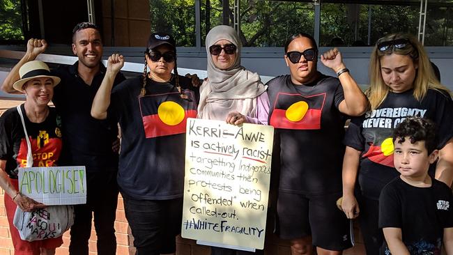 Protesters gather outside the Channel 10 Studios in Sydney's Pyrmont. Picture: Paulie Bover / Facebook