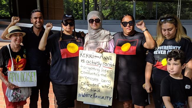 Protesters gather outside the Channel 10 Studios in Sydney's Pyrmont. Picture: Paulie Bover / Facebook