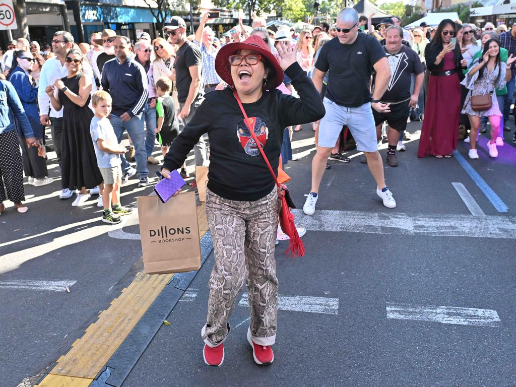 Footy fans enjoying the Norwood Food and Wine Festival on Sunday. Picture: Brenton Edwards