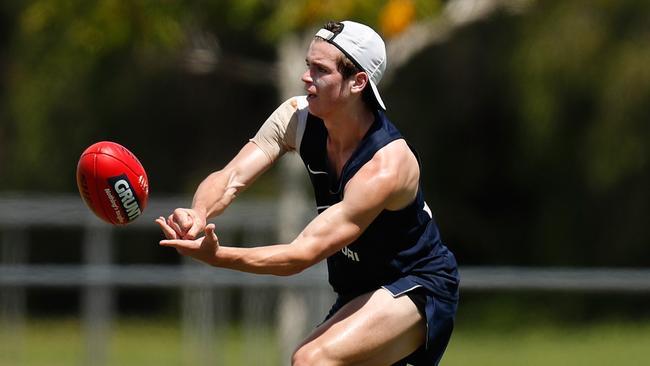 Blues recruit Paddy Dow shows he is ready to go. Picture: Michael Willson/AFL Media/Getty Images