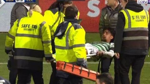 Daniel Arzani is stretchered off. Picture: BeInSports