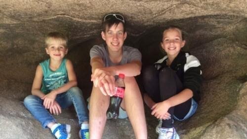 Rhys and his two younger siblings. Picture: 7 News