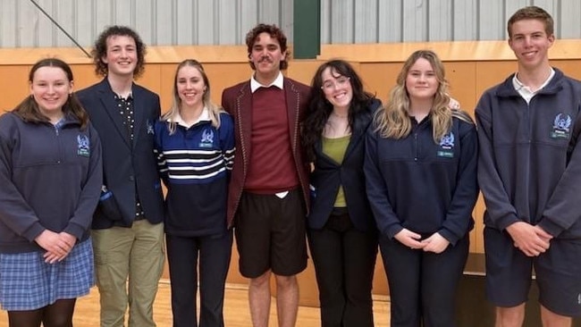 Korumburra Secondary College school captains for 2024: Jack Churchill and April Reeves. Vice Captains: Abbey Nicholls and Lucy Thomas. Picture: Facebook