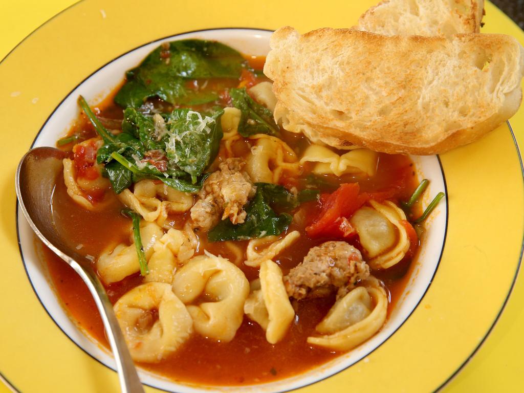 Tortellini soup. <a href="https://www.weeklytimesnow.com.au/country-living/food/tortellini-soup-with-a-tomato-and-sausage-base/news-story/cbc6f15876965c1a804eb4aa5d0a7127" target="_blank">Recipe here.</a> Picture: Andy Rogers