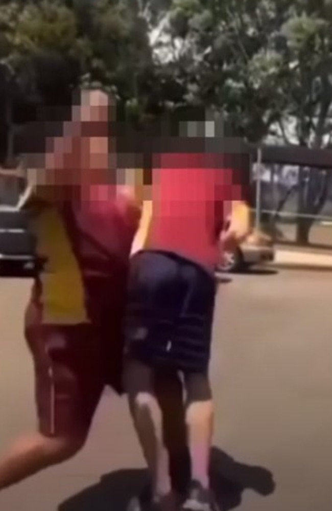 Screenshots of videos of students brawling posted to Instagram.