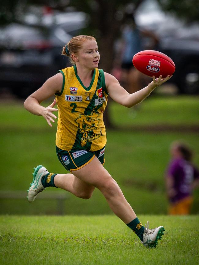 Emily Forshaw playing for St Mary's in the 2024-25 NTFL season. Picture: Patch Clapp / AFLNT Media