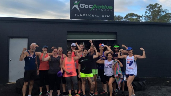 STAYING POSITIVE: A group shows off their gains after a workout at the Got Active Fitness gym in Gin Gin.