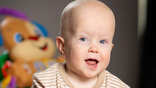 MELBOURNE, JUNE 24, 2024: Teddy Kirby, 15 months. Teddy weighed as much as a glass of milk when he was born. Entering the world at 26 weeksÃ gestation he weighed just 719 grams and could almost fit in his motherÃs hand. Picture: Mark Stewart