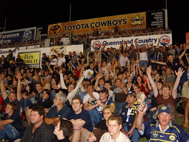 The crowd after the Cowboys V Broncos NRL Football Semi- Final at Dairy Farmers Stadium Picture: Bryan Lynch