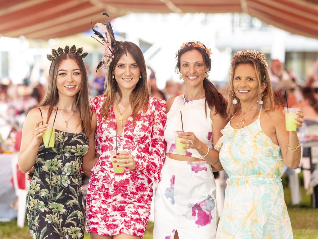 Hayley MacDonald, Maria Jeanes, Tina Ramadge, Ria Ramadge at the Bridge Toyota Ladies' Day. Picture: Floss Adams