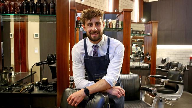 Lois Calmet from The Barberhood in Martin Place. Picture: Toby Zerna