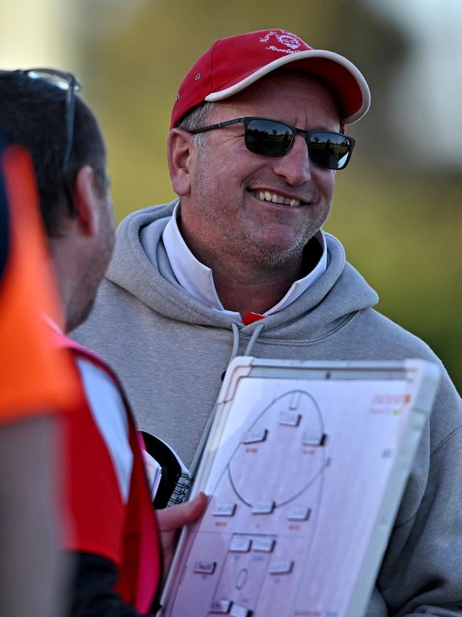 North Footscray coach David Battistella had plenty of reason to smile on the weekend. Picture: Andy Brownbill