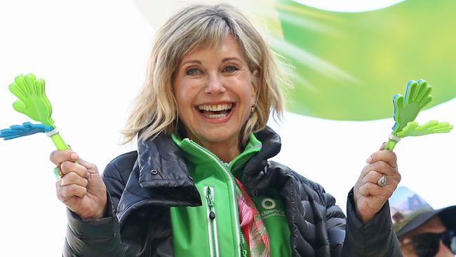 Olivia Newton-John sang ‘I love you John Brumby, I love you John Brumby’, when granted $69m for a hospital for cancer patients. Picture: Getty Images