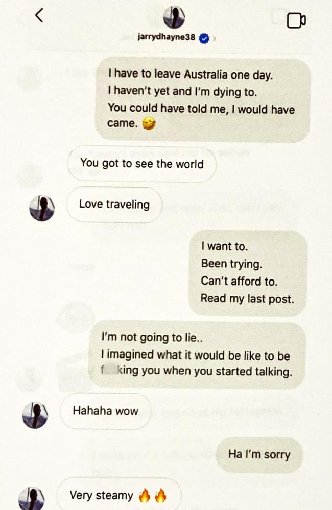 Instagram messages between Hayne and the woman he sexually assaulted.