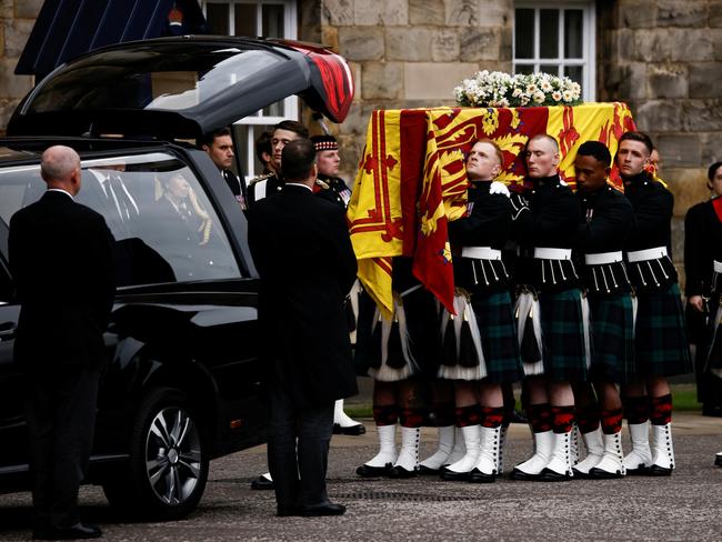 The Queen’s coffin at Holyrood. Picture: Getty Images