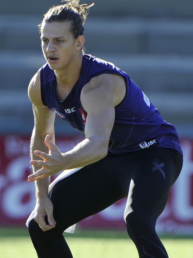 Nat Fyfe at Fremantle training. Picture: Justin Benson-Cooper