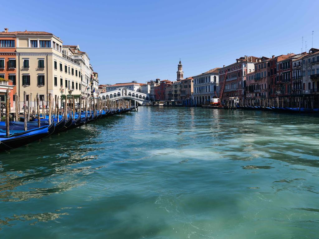 Clear waters of the Grand Canal in Venice on March 18. Picture: Andrea Pattaro/AFP