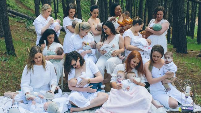 These thirteen mums and 15 babies – all born prematurely over the last 12 months – gathered in Kuipto Forest recently to take this striking photo of strength and fragility to raise awareness on World Prematurity Day, November 17. Picture: Bec Newell