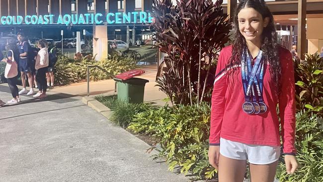 Clara Carrocci at the Gold Coast Aquatic Centre early this year. Picture: supplied