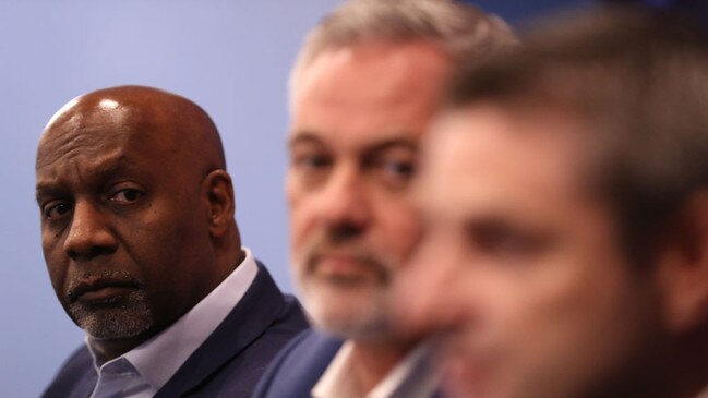 Kangaroos CEO Ben Amarfio looks on during a North Melbourne Kangaroos AFL media opportunity a (Photo by Robert Cianflone/Getty Images)