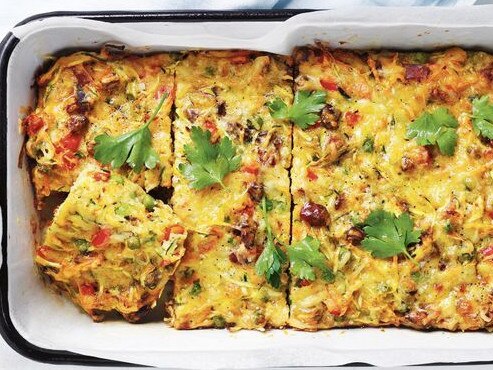 Zucchini and chorizo slice.