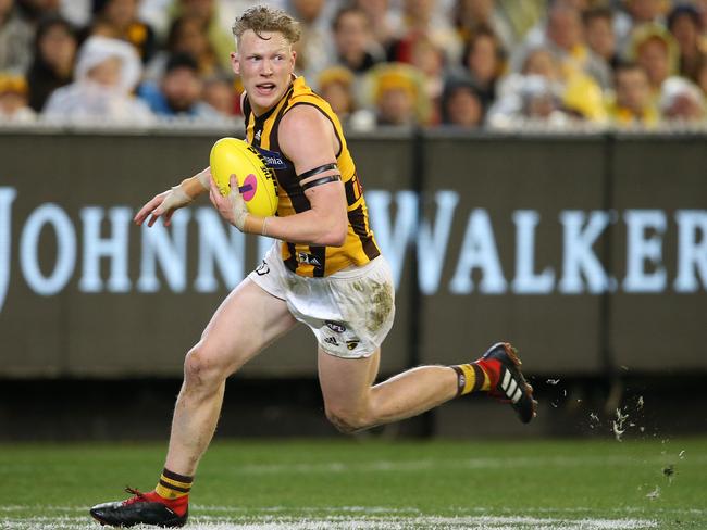 James Sicily quarterbacked the Hawks against the Tigers, but his ball use was found wanting. Picture: Michael Klein