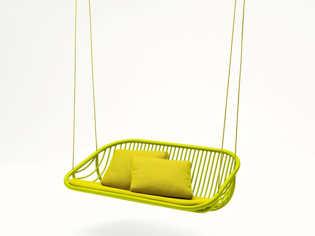 PANTONE 2021 Ultimate Grey and Illuminating. Paola Lenti aluminium swing by DeDeCe, dedece.com