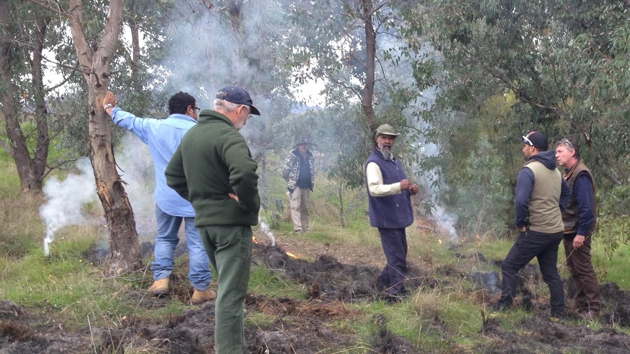 The traditional burning of a creek area at Talgarno, near Albury-Wodonga. Picture: Supplied